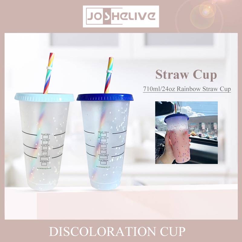 Set 1 hoặc 5 bình nước Starbucks bằng nhựa có ống hút 700ml