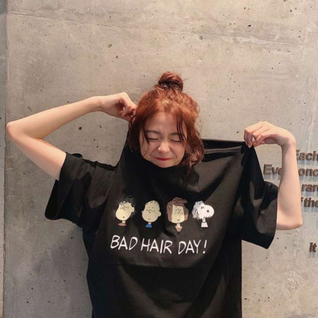 Áo thun phông PINK tay lỡ form rộng BAD HAIR Unisex