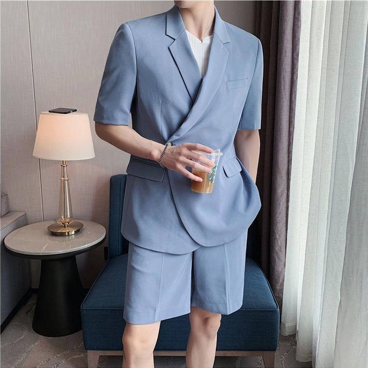 Set Áo Blazer Nam ngắn tay ngắn quần short dáng ôm phong cách Hàn Quốc thời trang nam,Áo blazer bigsize Thời Trang Cao Cấp Lịch Lãm Cho Nam