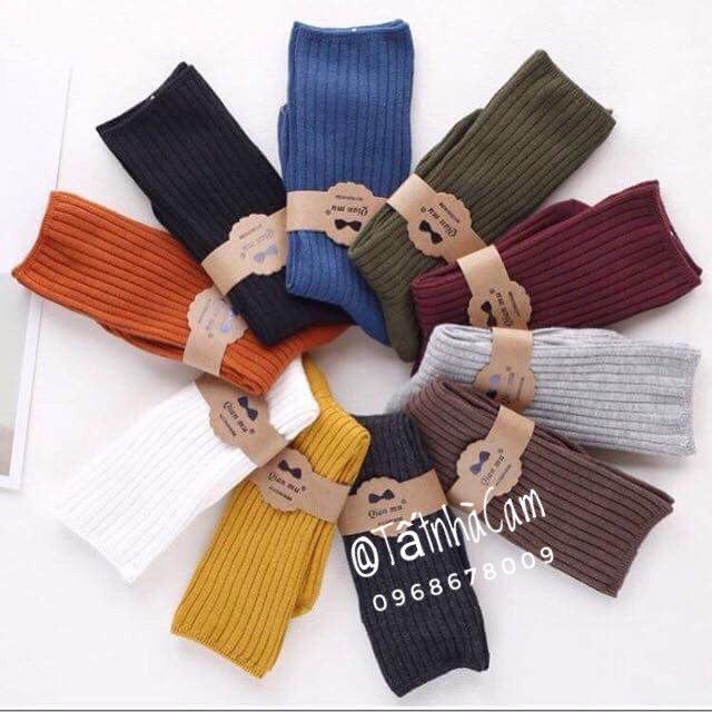 TẤT CAO CỔ NAM VỚ CAO CỔ NỮ VINTAGE THẺ THAO GÂN - CAM CAM VINTAGE