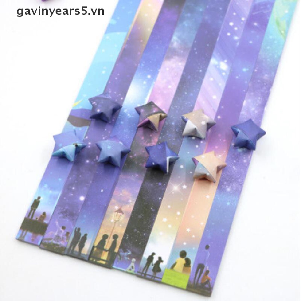 Set 136 giấy gấp sao may mắn hoạ tiết vũ trụ