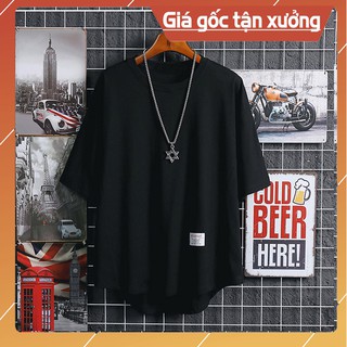 [Ảnh thật] Áo thun tay lỡ oversize vạt lai bầu [ áo thun tay lỡ unisex nam nữ mặc được]