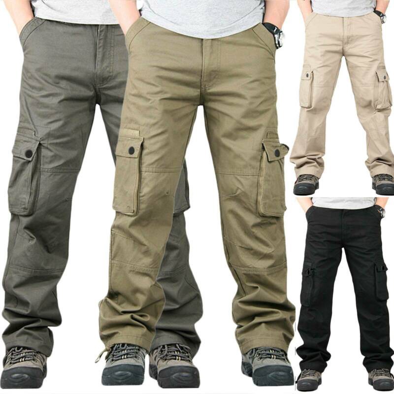 Mens Cargo Pants Loose Plain Tactical Pro Patrol Combat Forces Work Plus Size thun ngắn tay