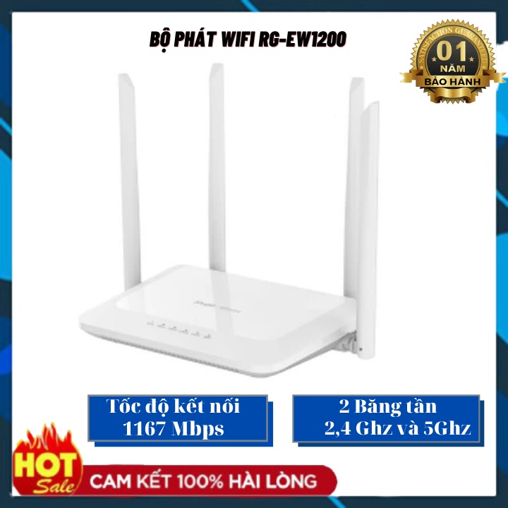 Bộ Phát Wifi Mesh RUIJIE RG-EW1200 AC1200 Dual-band, Chế Độ Reapeater, Router, Mesh - Hàng Chính Hãng- BH 12 Năm