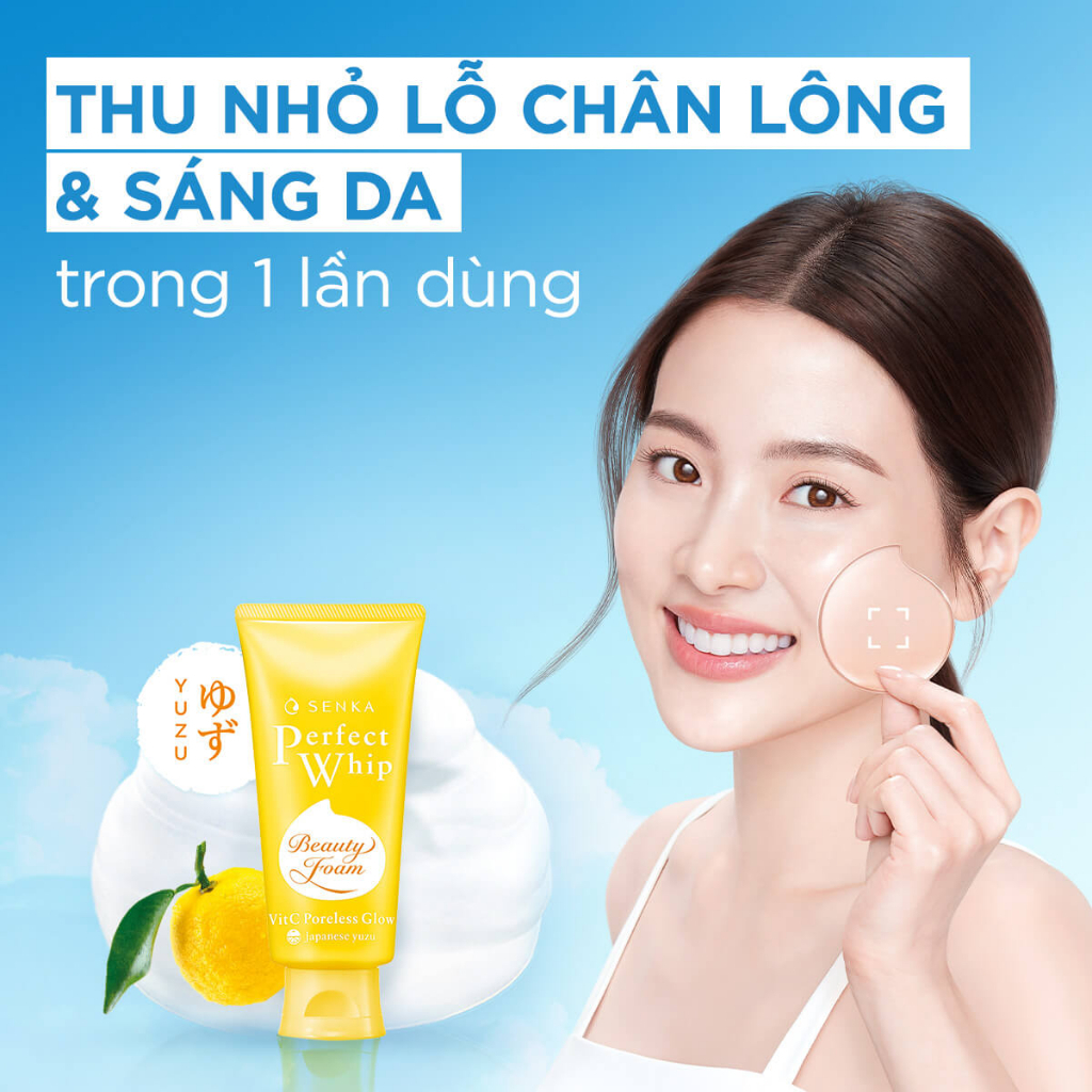 Sữa Rửa Mặt Senka Perfect Whip Vit C Dưỡng Sáng Mờ Thâm 100g