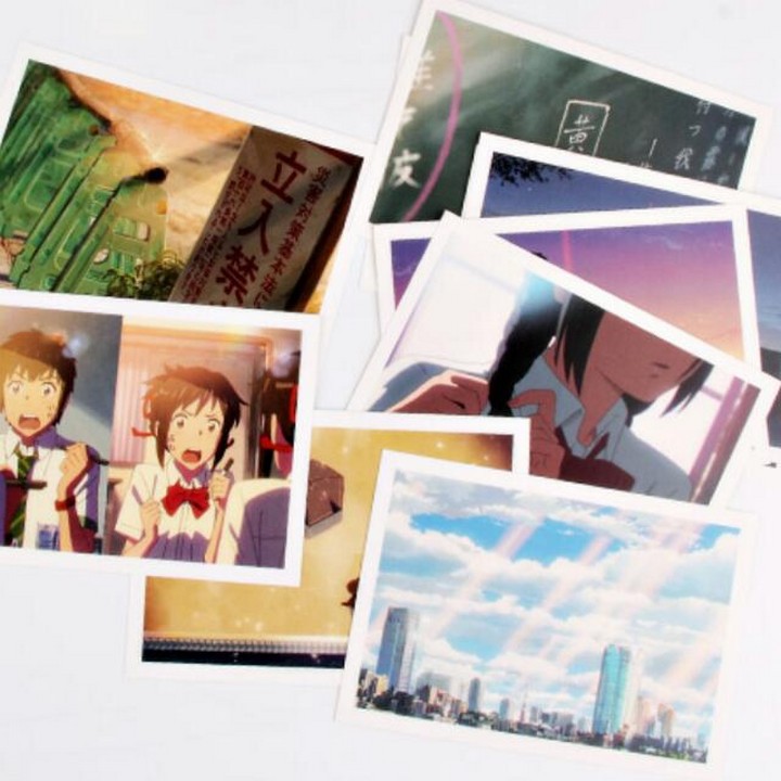 Postcard kimi no na wa tên em là hộp ảnh bộ ảnh có ảnh dán + lomo + postcard bưu thiếp anime chibi quà tặng độc đáo