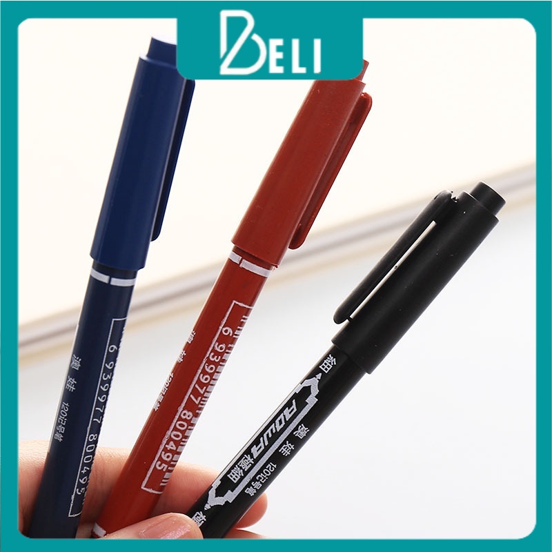 Bút lông dầu BELI 2 đầu 0.4-2mm_Bút vừa viết vừa đánh dấu được, màu xanh-đen-đỏ