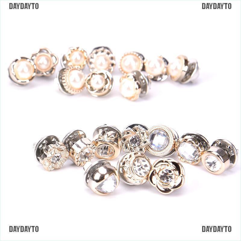 Bộ 10 Khuy Cài Áo Hình Bông Hoa Đính Ngọc Trai Mini