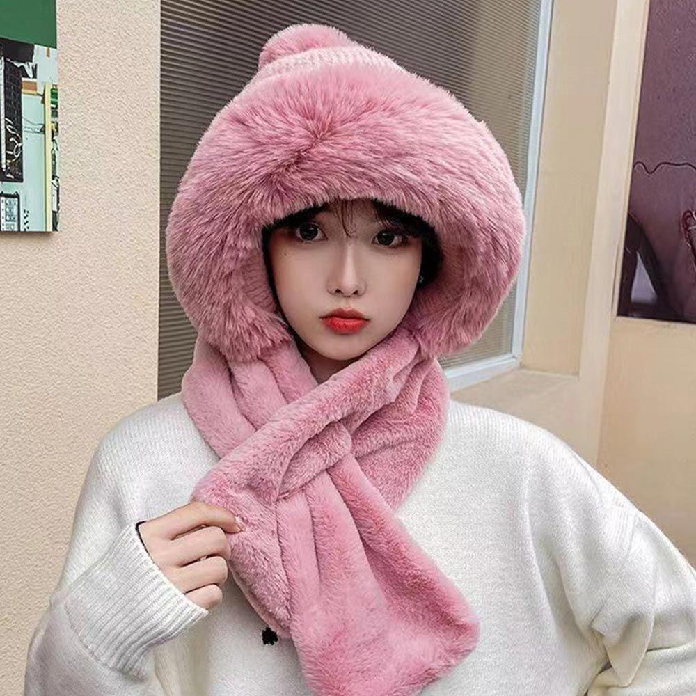 Mũ Len Kèm Khăn Choàng Cổ 2 Trong 1 Thời Trang Mùa Đông Cho Nữ MIHAN1