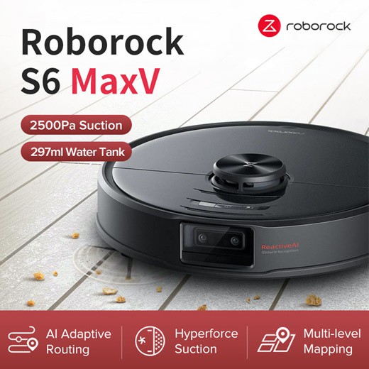 Robot Hút Bụi Lau Nhà Xiaomi Roborock S6 MaxV – Bản Quốc Tế,Có Tiếng Việt, Hàng Chính Hãng Có VAT