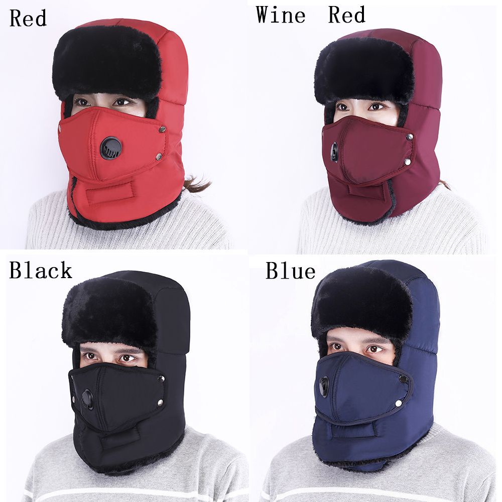 Mũ trùm đầu chụp tai có khẩu trang cotton vải lông chống lạnh giữ ấm mùa đông tùy chọn màu sắc tùy chọn cho cả nam và nữ