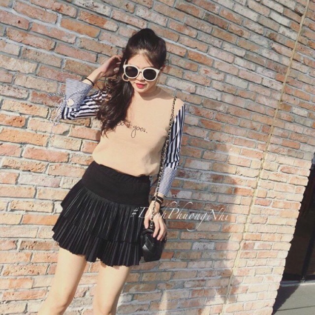 Chân váy tầng xếp ly _ Hàng Quảng Châu