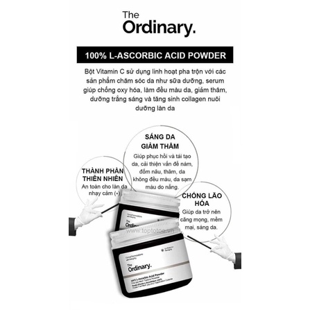 Bột vitamin c The ordinary 100% L-ascorbic acid powder bột trắng da vit c the ordinary