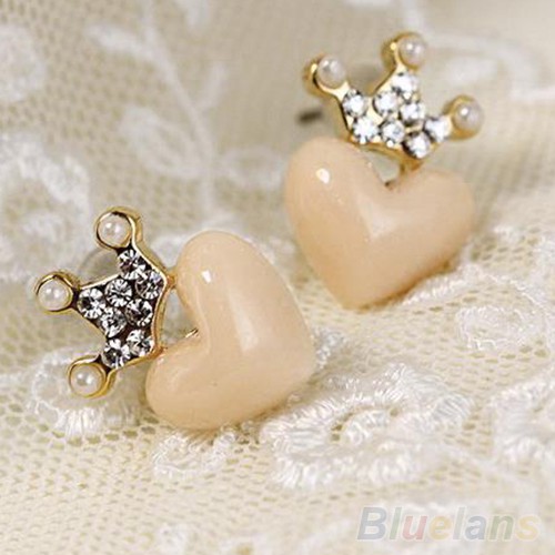 1 Đôi Bông Tai Hình Vương Miện / Trái Tim Xinh Xắn Cho Nữ