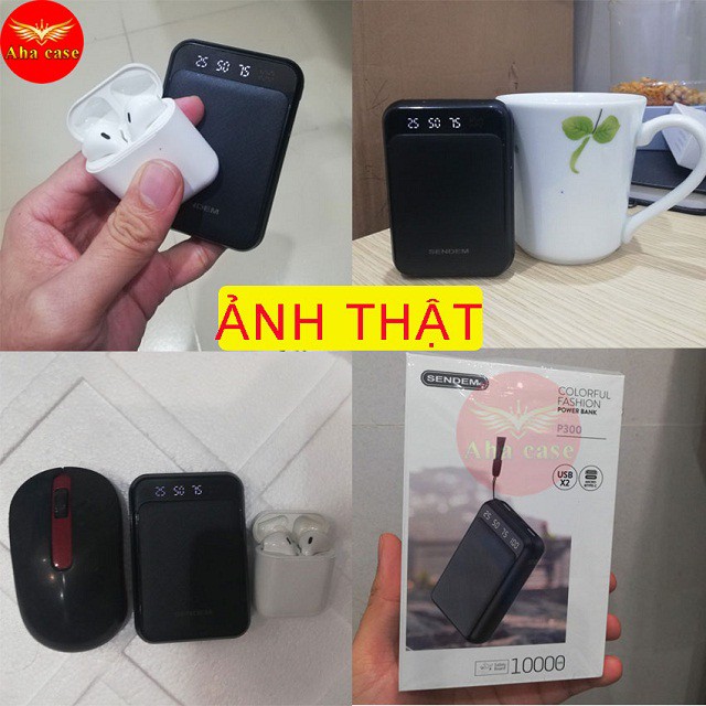 [Mẫu Hot] Cục sạc dự phòng Mini 10,000 mAh - Chính hãng SENDEM P300 Freeship Siêu nhỏ gọn, 2 cổng USB tiện lợi