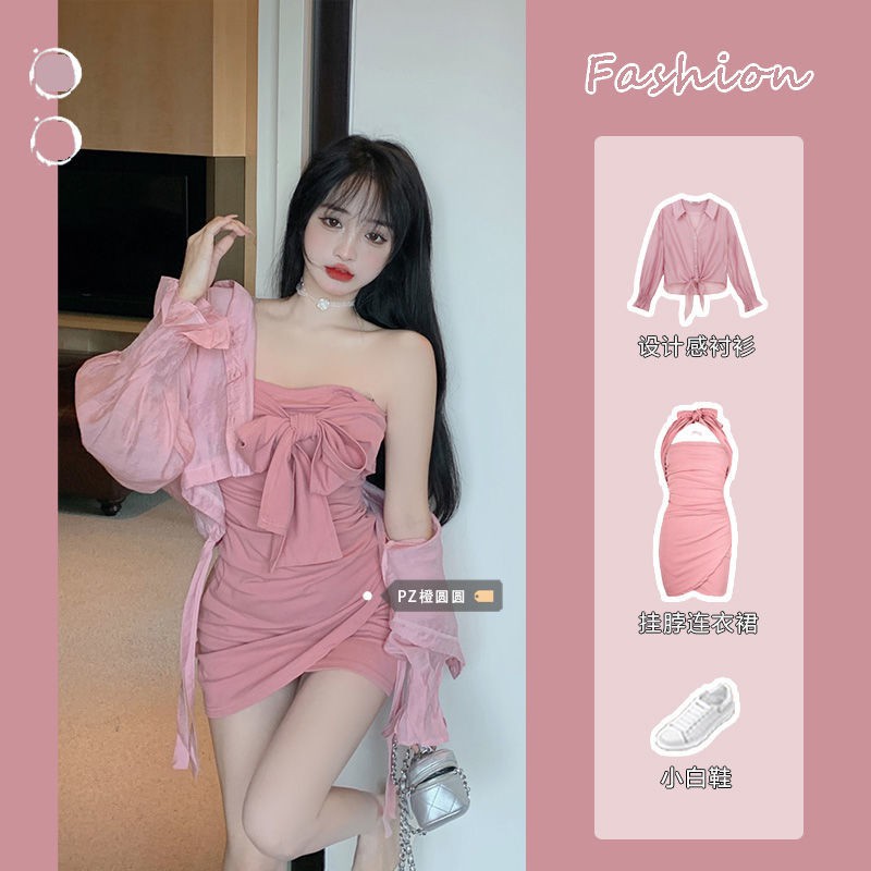 Đầm Dài Tay Phối Nơ Thời Trang Dành Cho Nữ 11.10