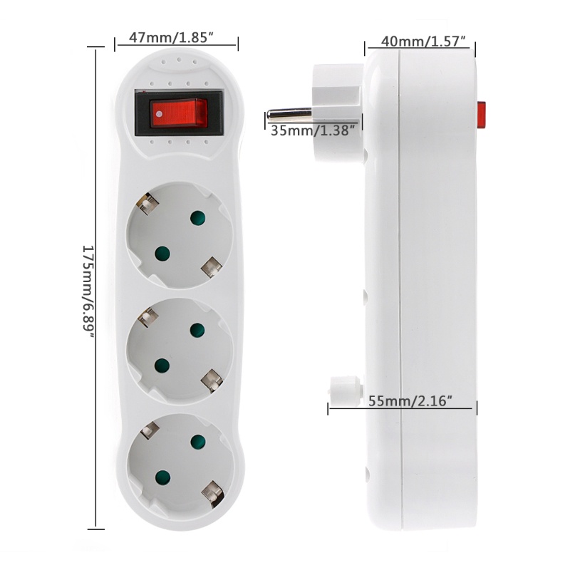Phích Cắm Chuyển Đổi 16A Sang 3 Chiều Chuẩn Châu Âu