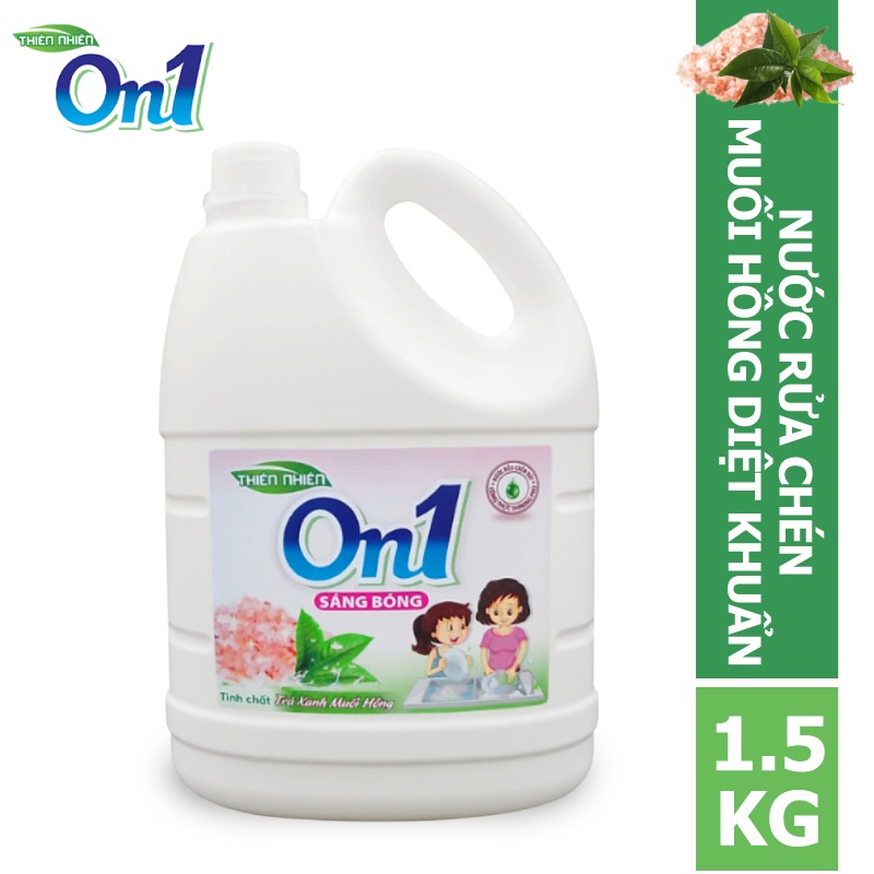 Nước rửa chén On1 hương muối hồng trà xanh can 3.8L - Sạch bóng vết dầu mỡ