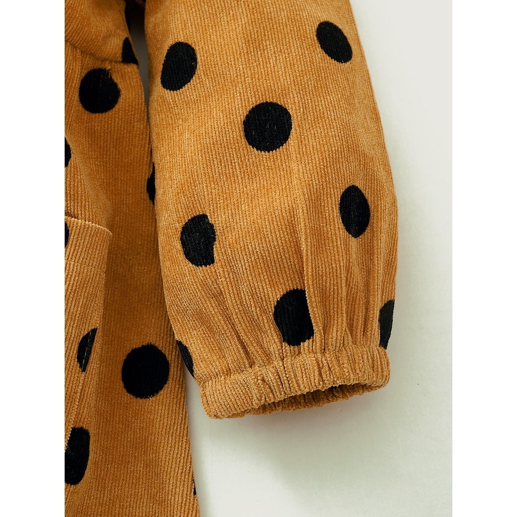 Đầm Dài Tay Họa Tiết Chấm Bi Dễ Thương Thời Trang Thu Đông Cho Bé Gái