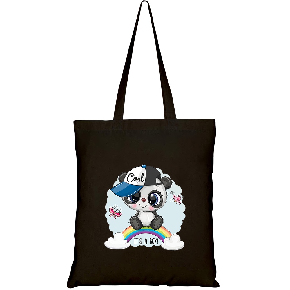 Túi vải tote canvas HTFashion in hình greeting card cute cartoon panda HT399