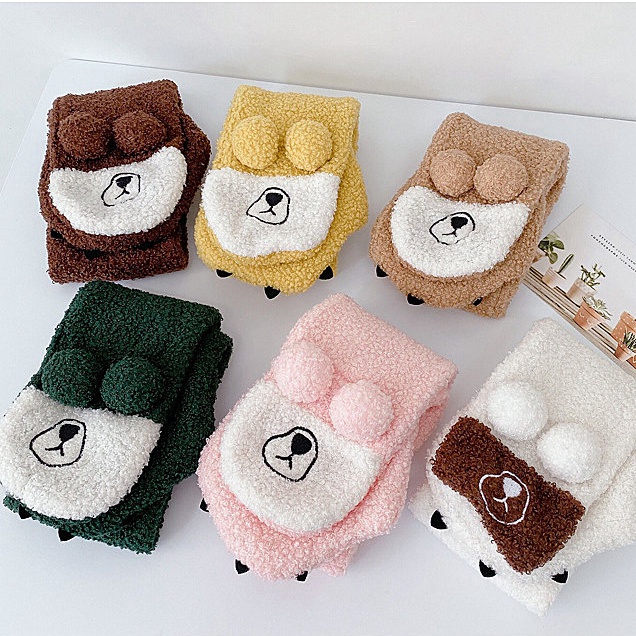 Khăn choàng cổ thiết kế hoạt hình ấm áp phong cách Hàn Quốc thời trang mùa đông xinh xắn dành cho trẻ em