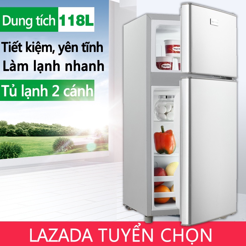 Tủ lạnh 2 ngăn 118 lít thương hiệu làm lạnh nhanh ngăn đá và ngăn lạnh giữ đồ luôn tươi mới H01SI* shopbenbo