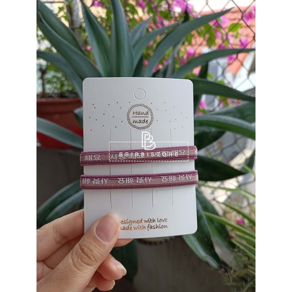 DÂY buộc tóc đơn họa tiết CHỮ HÀN QUỐC , NHIỀU MÀU SẮC