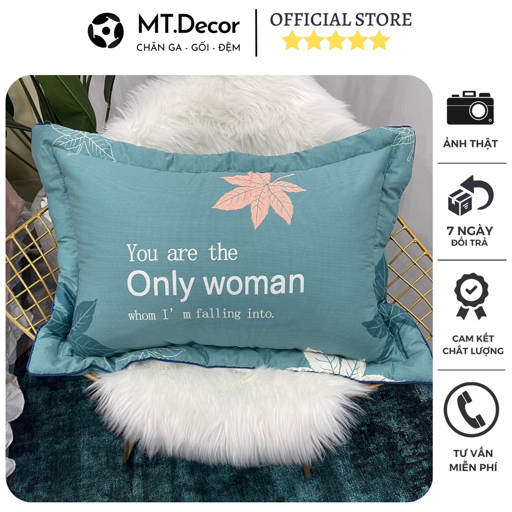 Vỏ gối đầu trần bông dày dặn kích thước 45x65cm, vỏ gối nằm poly cotton nhiều mẫu lựa chọn - MT.Decor