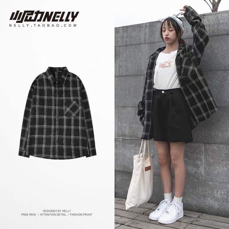 Áo Sơmi Nelly Sọc đen Unisex Siêu Ngầu mặc như khoác Nam nữ - Kèm bảng size