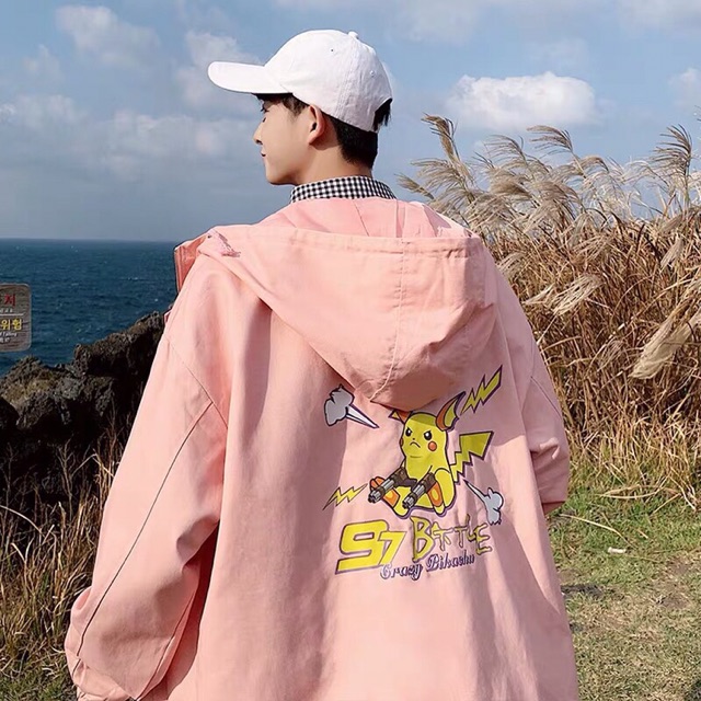 Áo khoác dù nam nữ in pikachu