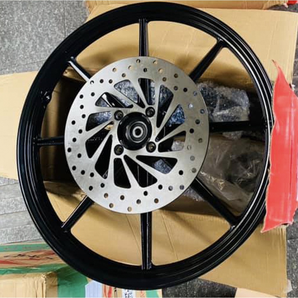 Mâm 8 cây X1R gắn xe Ex150 Ex155 bảng 1.6-185, lắp như Zin, Đen Vàng Trắng, Full Bạc Đạn Ống Chỉ. Tặng kèm 1 đĩa Trước