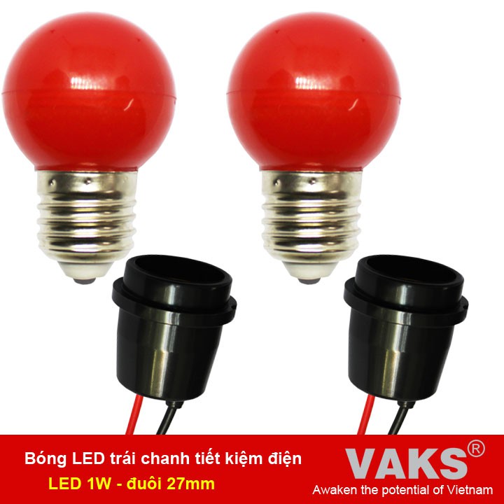 Bộ 02 Bóng led trái chanh tiết kiệm điện (1W) và 02 đuôi vặn kín nước DX17-1506