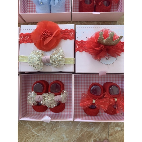 Tuban hộp set 3 (1 đôi giày + 2 tuban), tuban nơ giày