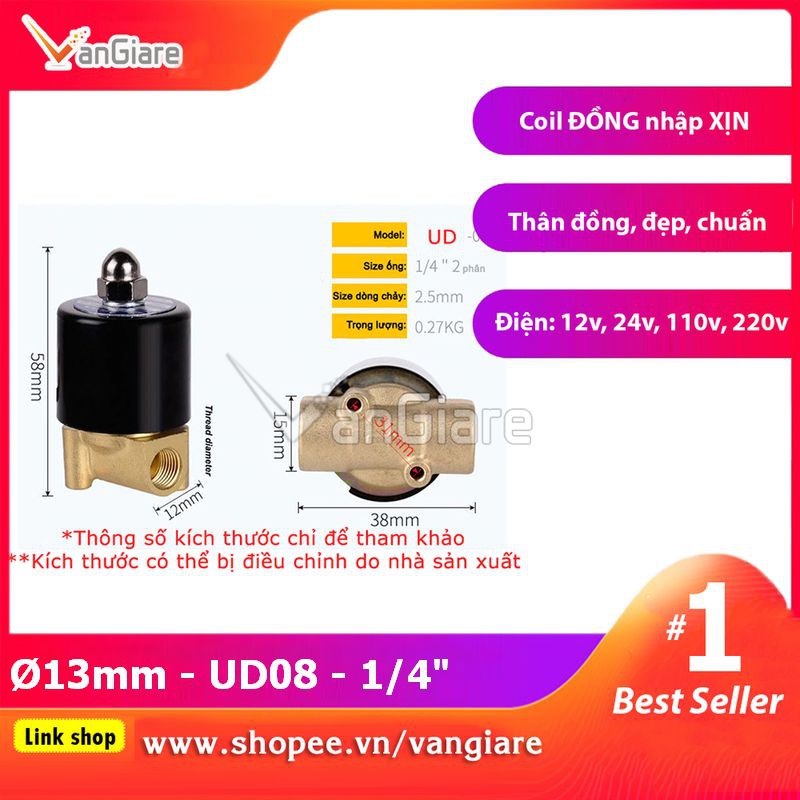 Van điện từ phi 13 UD8 UniD (Coil nhập Xịn)