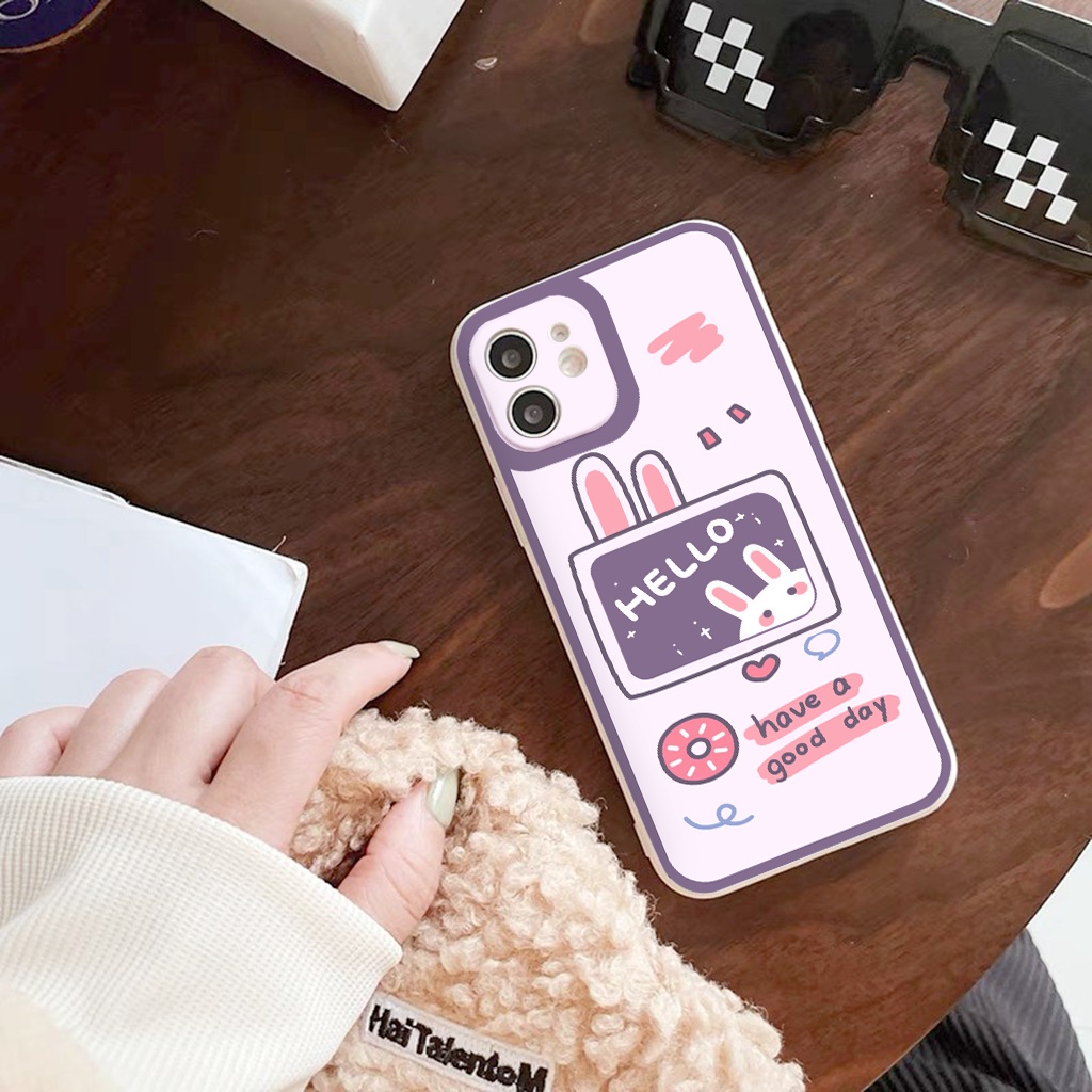 Ốp lưng iphone Mặt thỏ cạnh vuông lỗ camera  ốp iphone 6/6splus/7/7plus/8/8plus/x/xr/xs/11/12/13/pro/max/plus/tr1197