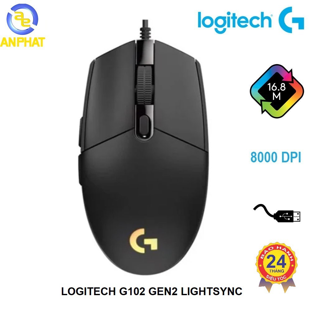 Chuột game Logitech G102 gen 2 Lightsync LED RGB - Chính hãng BH 24 tháng