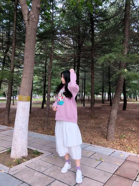 Chân váy midi dáng xoè lệch tà eo chun MV01 | BigBuy360 - bigbuy360.vn