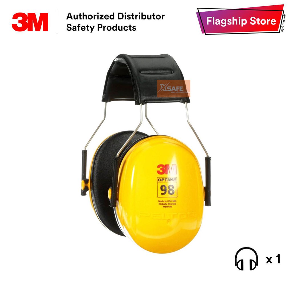 Chụp tai chống ồn 3M H9A đeo qua đầu, Phone chụp giảm độ giảm ồn 25dB, ôm kín khít vành tai người dùng