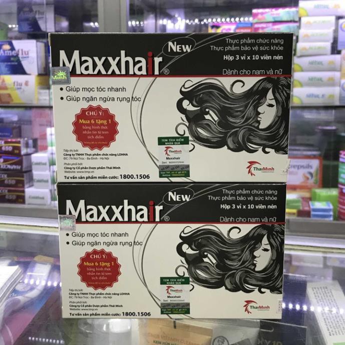 [MUA 6 TẶNG 1] - Maxxhair New Chính Hãng Ngăn Rụng Tóc - Tóc Bóng Mượt (Hộp 30 VIên)