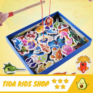Bộ Đồ Chơi Câu Cá Nam Châm Cho Bé Với 2 Cần Câu Và 32 Con Cá Gỗ Giá Tốt ❤️ Freeship ❤️ TiDa Kids Shop