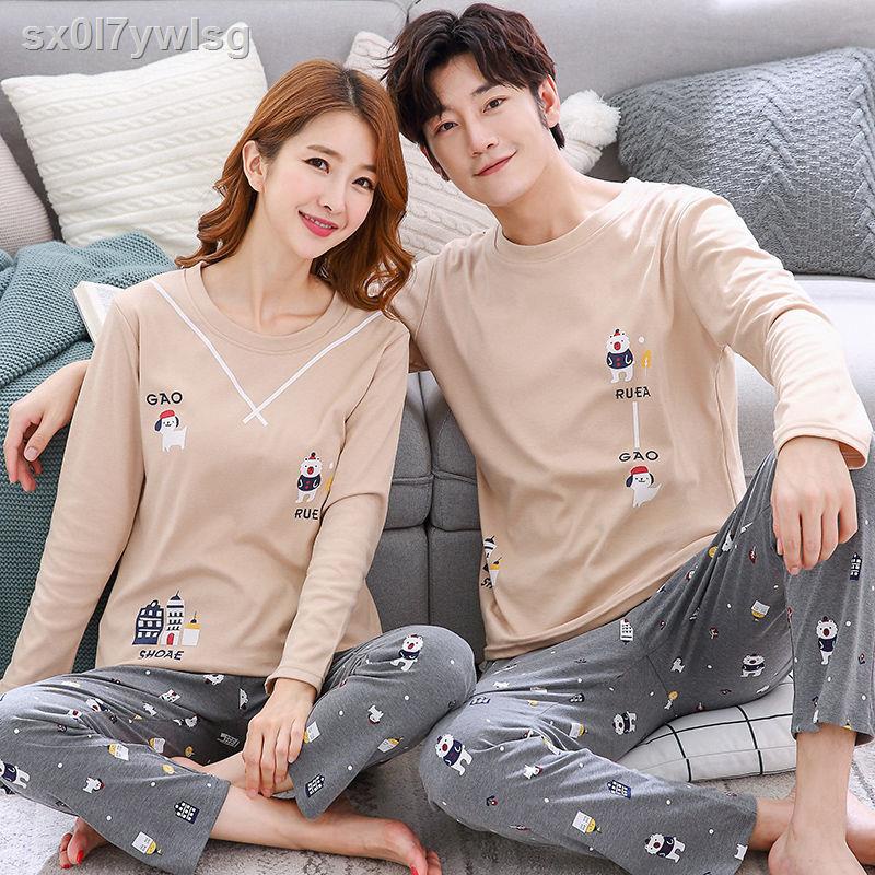 Bộ đồ ngủ cặp đôi, quần áo dài tay cotton nam nữ cao cấp, thời trang hoạt hình hàn quốc học sinh có thể m