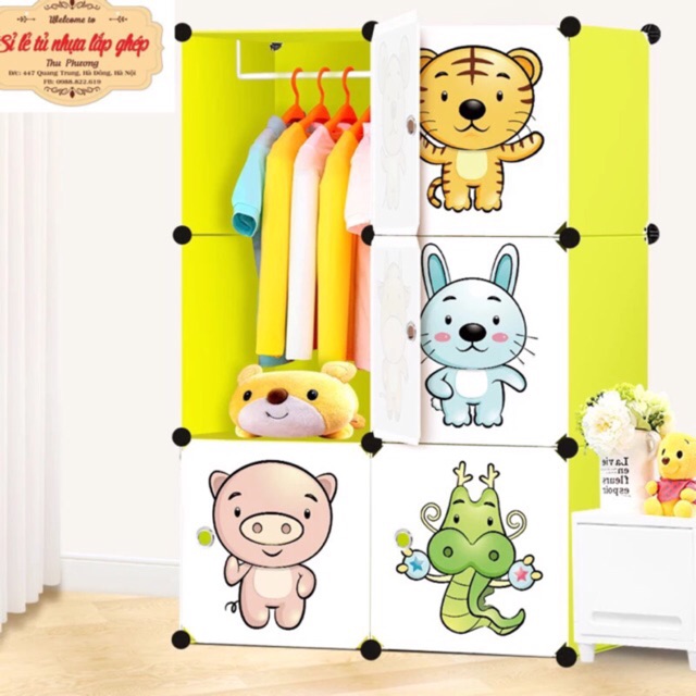 TỦ NHỰA QUẦN ÁO LẮP GHÉP 6 Ô SIZE SÂU 47cm. Tặng kèm móc treo đồ.
