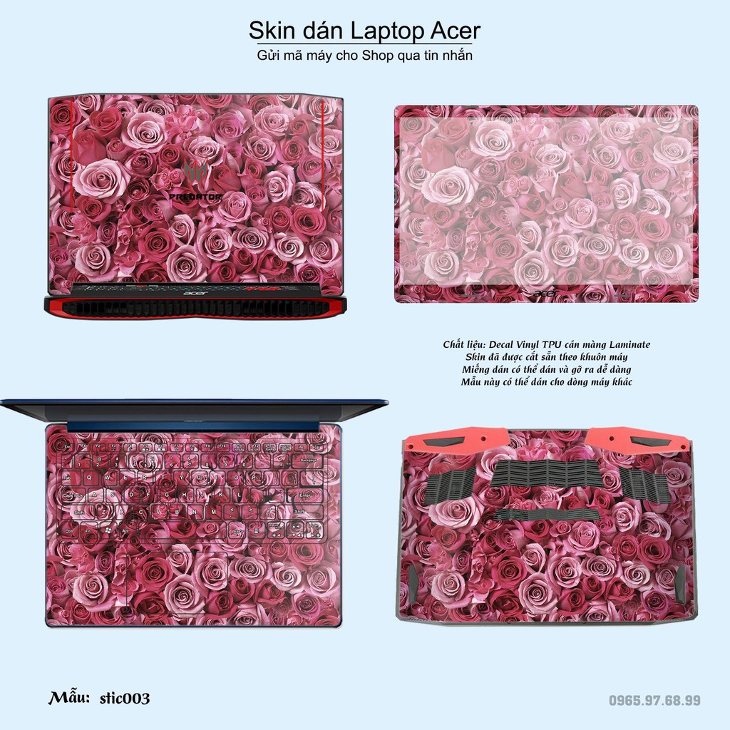 Skin dán Laptop Acer in hình Hoa văn sticker (inbox mã máy cho Shop)