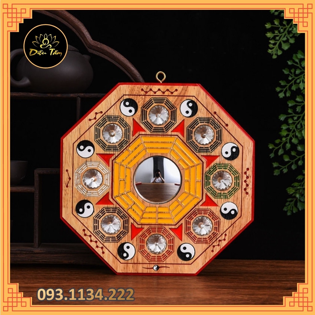 Gương bát quá lồi gỗ đào đường kính 21 cm
