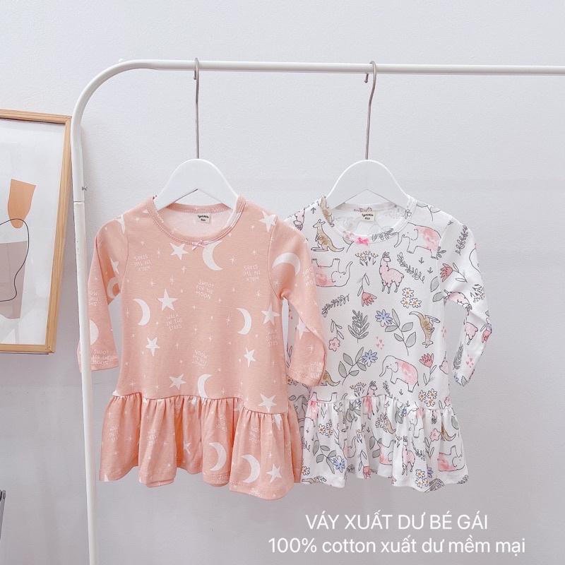 SET 2 VÁY COTTON XUẤT DƯ DÀI TAY SIÊU XINH CHO BÉ