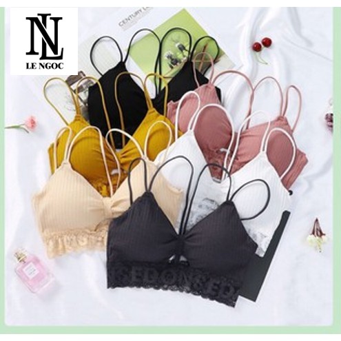 Áo Bra thắt nơ gân tăm phối ren- LN9905- lê Ngọc Fashion