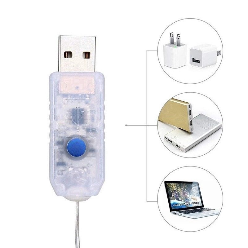 Dây đèn LED 300 bóng điều khiển từ xa sạc USB trang trí cho rèm cửa dịp giáng sinh kích thước 3Mx3M