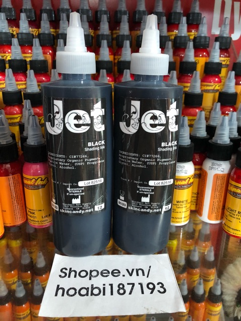 Mực  xăm màu đen Jet black 240ml