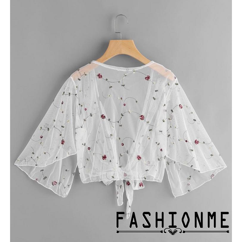 Áo khoác ren lưới thiết kế tay lửng hợp thời trang dành cho nữ | BigBuy360 - bigbuy360.vn