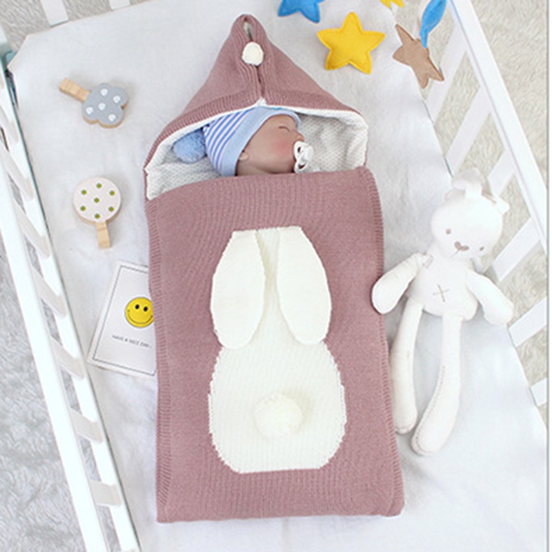 Túi Ngủ Dệt Kim Có Mũ Trùm Phối Khóa Kéo Thời Trang Thu Đông Cho Bé Sơ Sinh